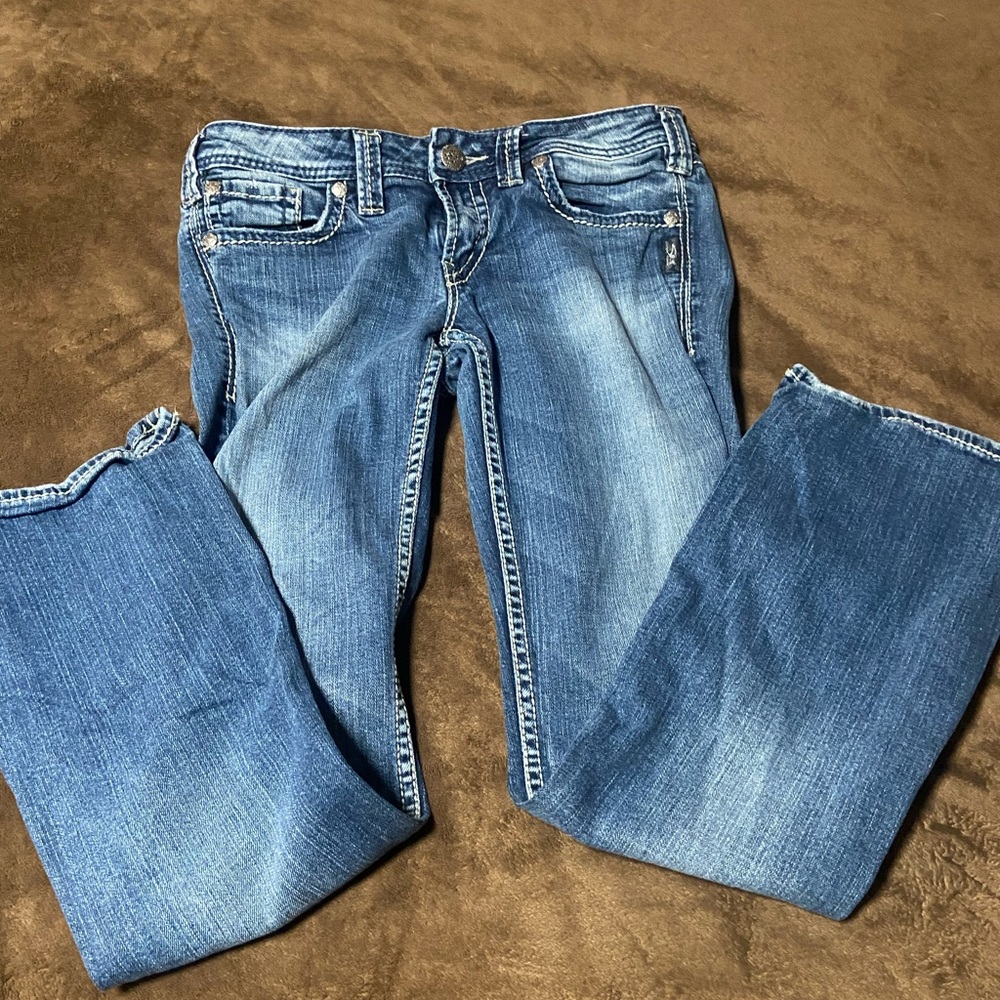 Women's Blue Bootcut Jeans - Medium Wash silver Silver Aiko